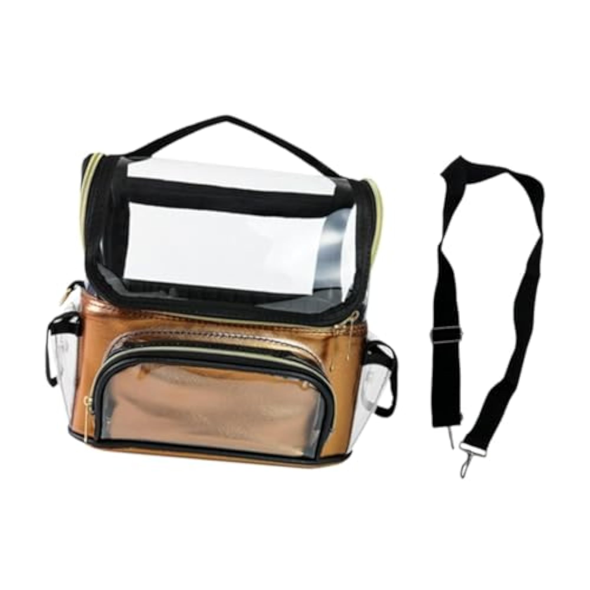 Golden Transparent Makeup Case, Waterproof Organizer